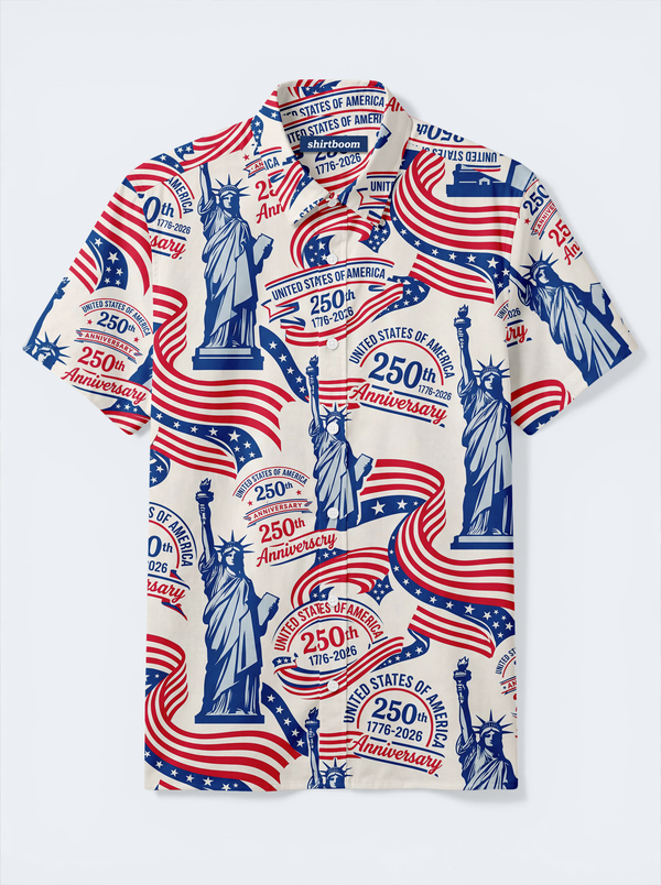 Quasar Freedom Pennant Classic America 250 Hawaiian Shirt for Men