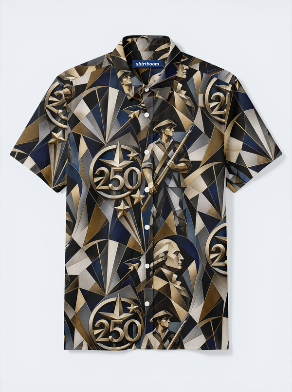 Bronze Minuteman Crest Classic America 250 Hawaiian Shirt for Men
