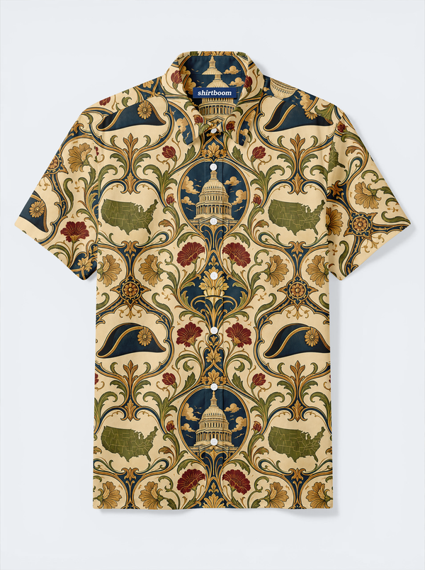 Capitol Tricorn Tapestry Classic America 250 Hawaiian Shirt for Men
