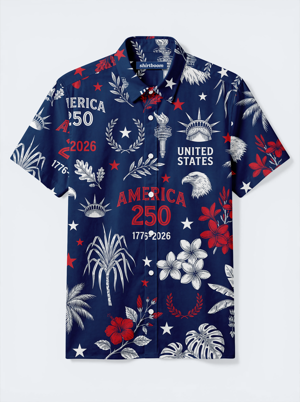 Celestine Palm Jubilee Classic America 250 Hawaiian Shirt for Men