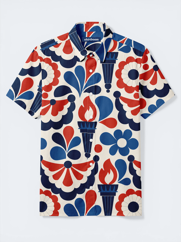 Festival Torch Rosette Classic America 250 Hawaiian Shirt for Men