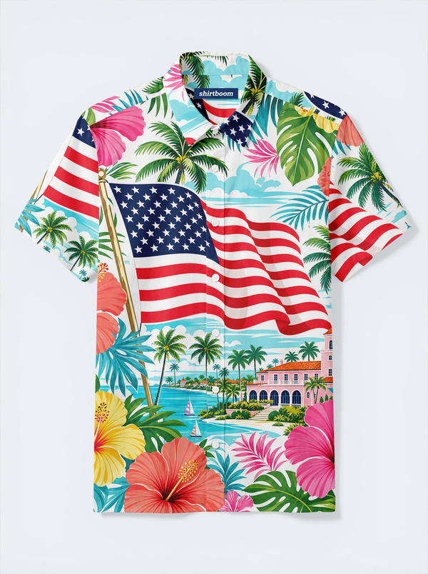 Flag Palm Vista Classic America 250 Hawaiian Shirt for Men