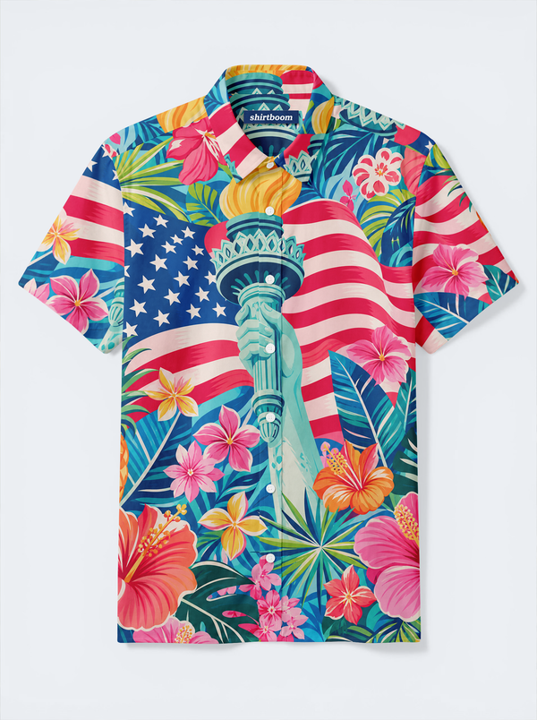 Harbor Torch Bloom Classic America 250 Hawaiian Shirt for Men