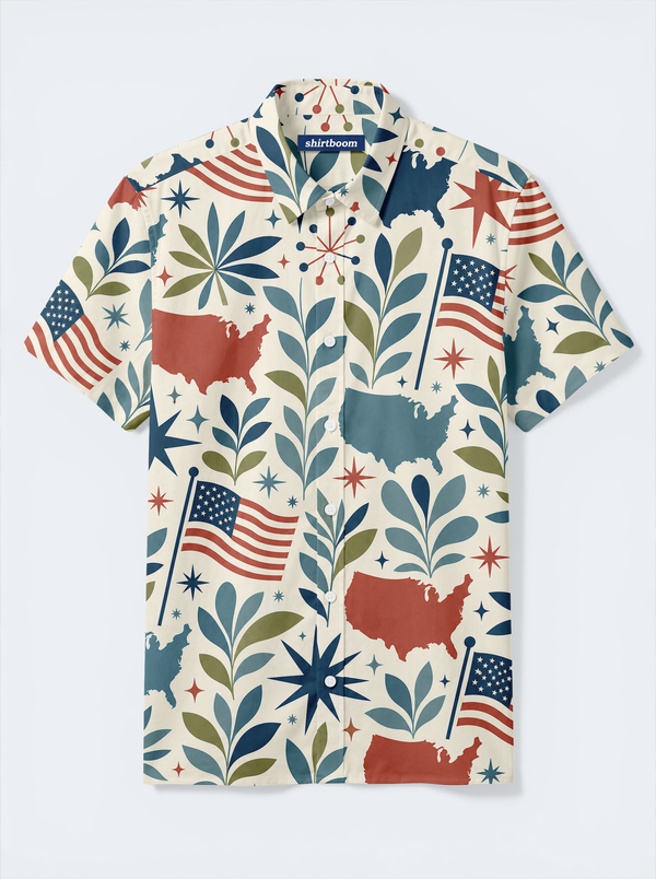 Prairie Flag Map Classic America 250 Hawaiian Shirt for Men