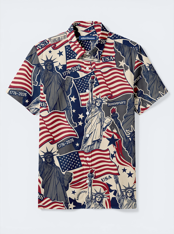Quasar Statue Banner Classic America 250 Hawaiian Shirt for Men