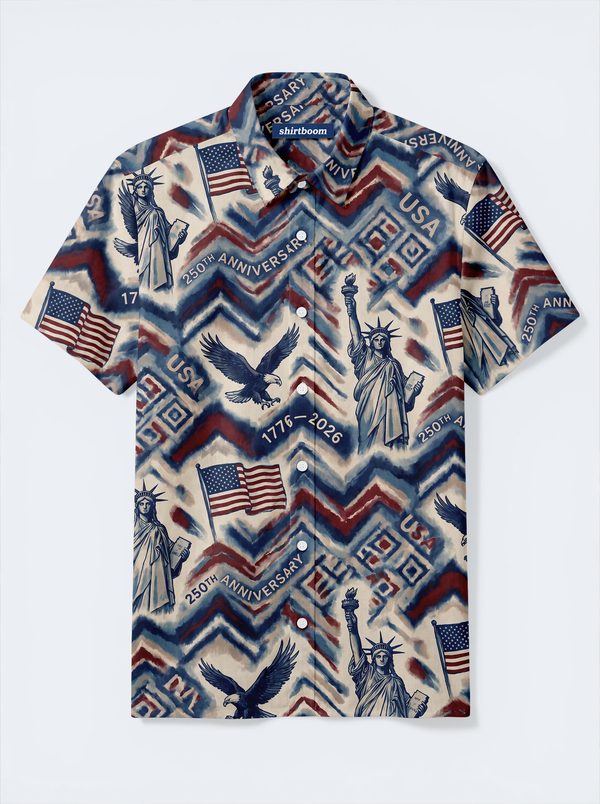 Quasar Banner Ikat Classic America 250 Hawaiian Shirt for Men